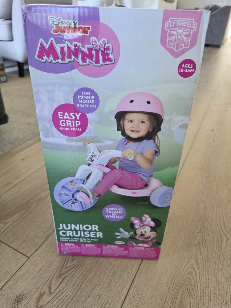 Minnie Mouse Junior Cruiser Ride-On Toy by Jakks Pacific - Ages 18-36M, Easy Grip Handlebars, 35lbs Weight Limit