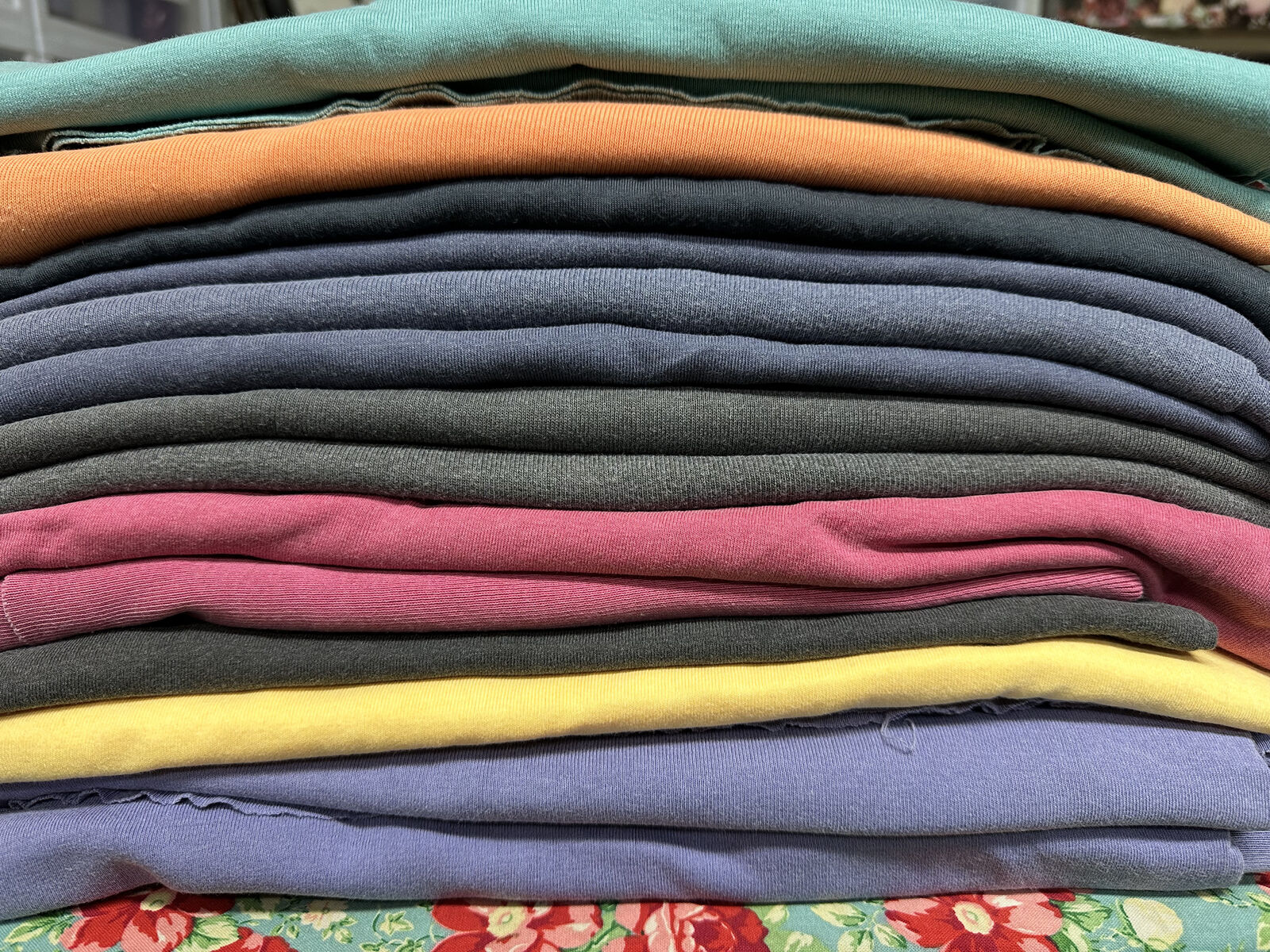 13 1/2 yds of Jersey Knit Fabric in 9 Colors.