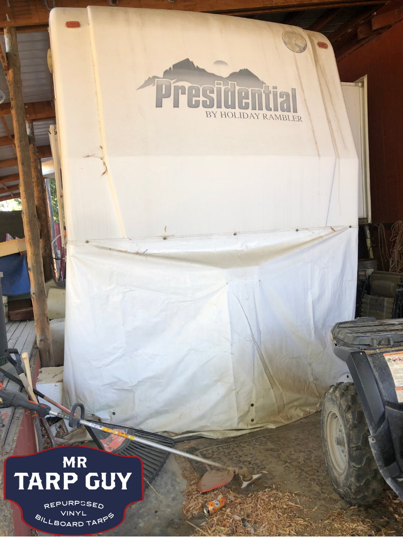 Thick White Vinyl PVC Billboard Tarps – RV Skirting, Covers, Farm Use