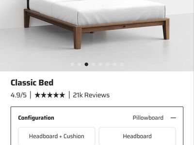 Thuma King Classic Bed Frame in Walnut with Charcoal Pillowboard