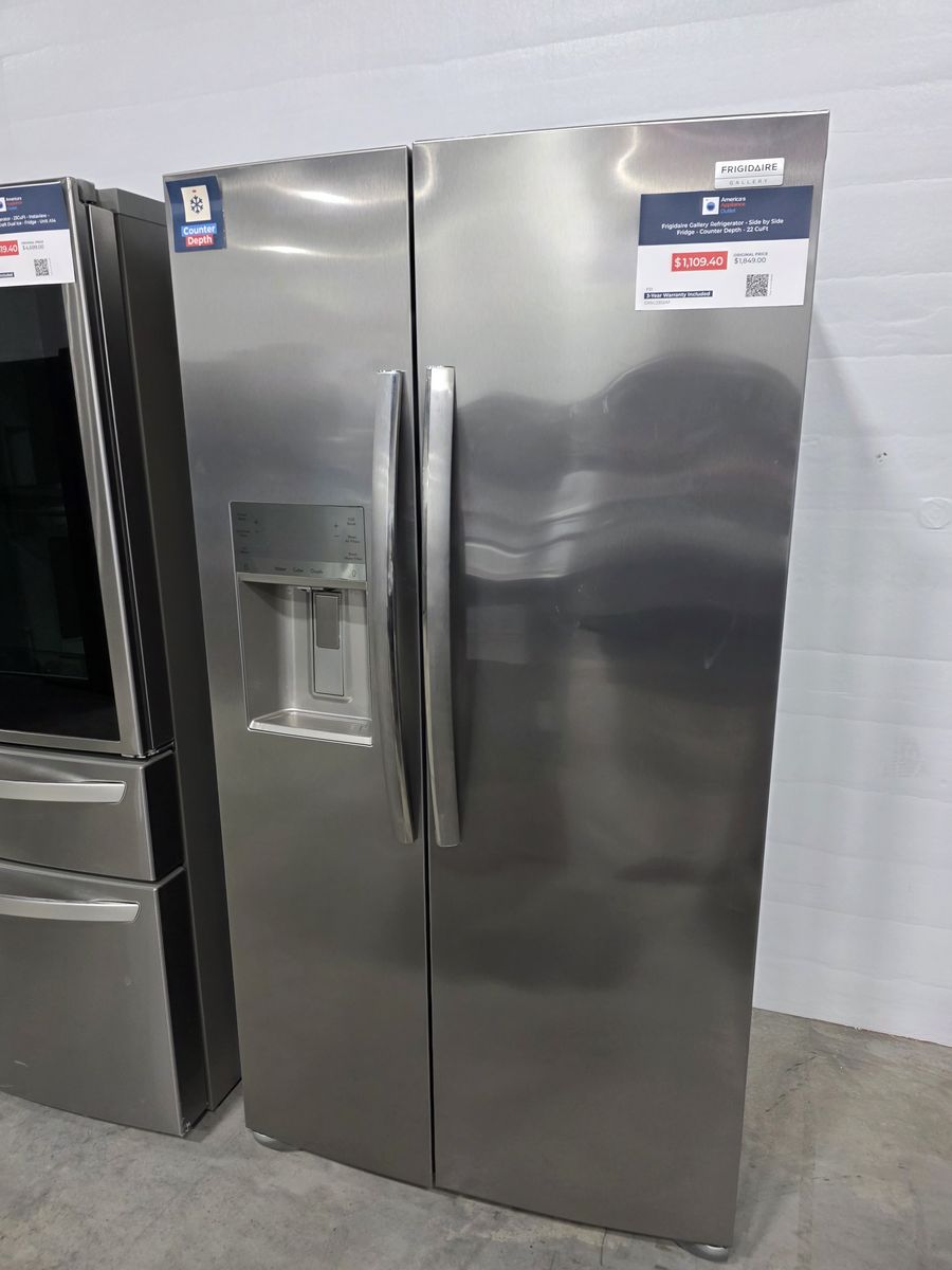 Frigidaire Gallery Counter Depth Side by Side Refrigerator — 36 Inch Stainless, Brand New