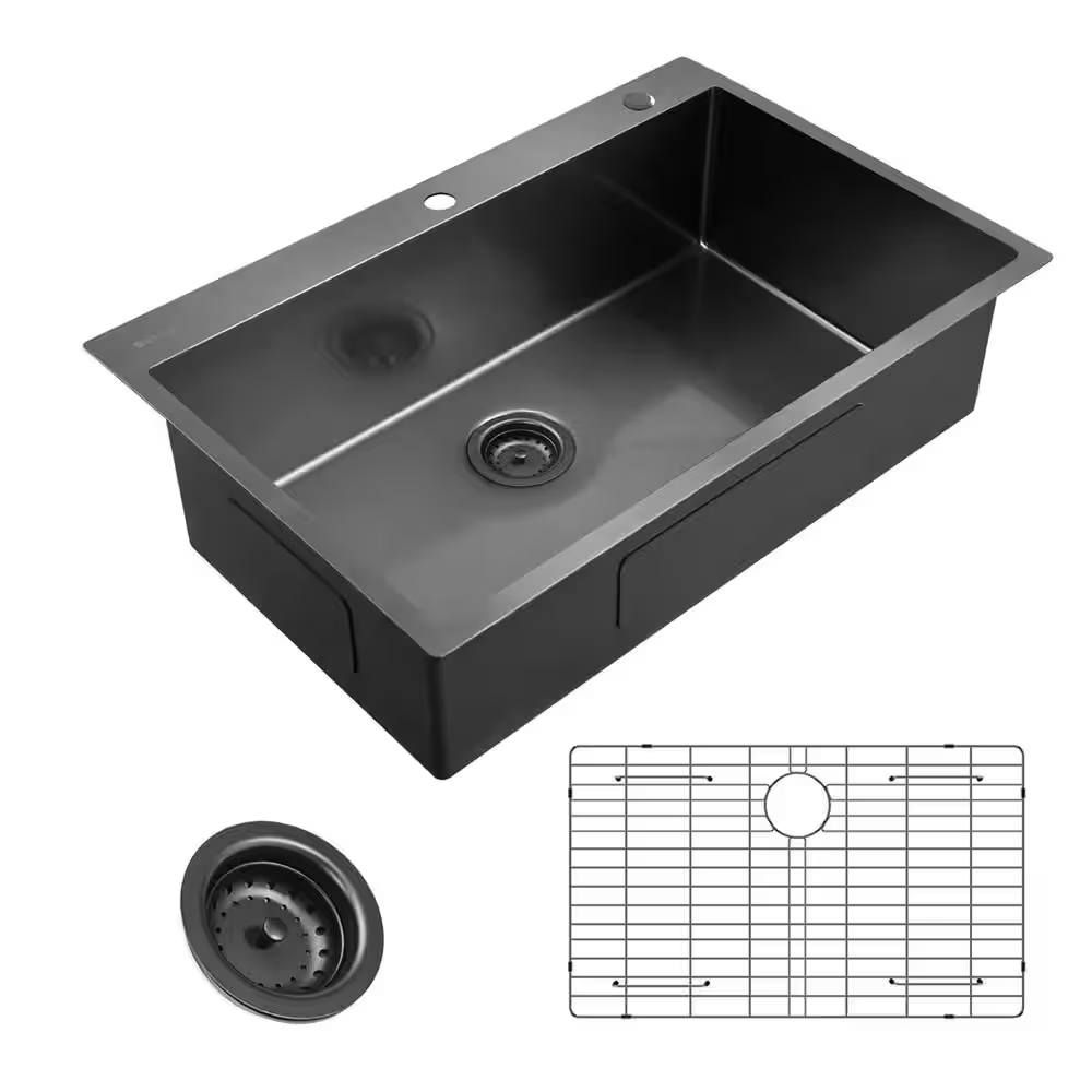 Gunmetal Black Stainless Steel 33 in. Sink Blend