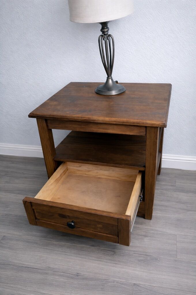 Solid Wood Nightstand w/ Smooth Bearing Slides