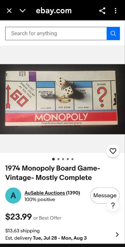 Vintage Monopoly game