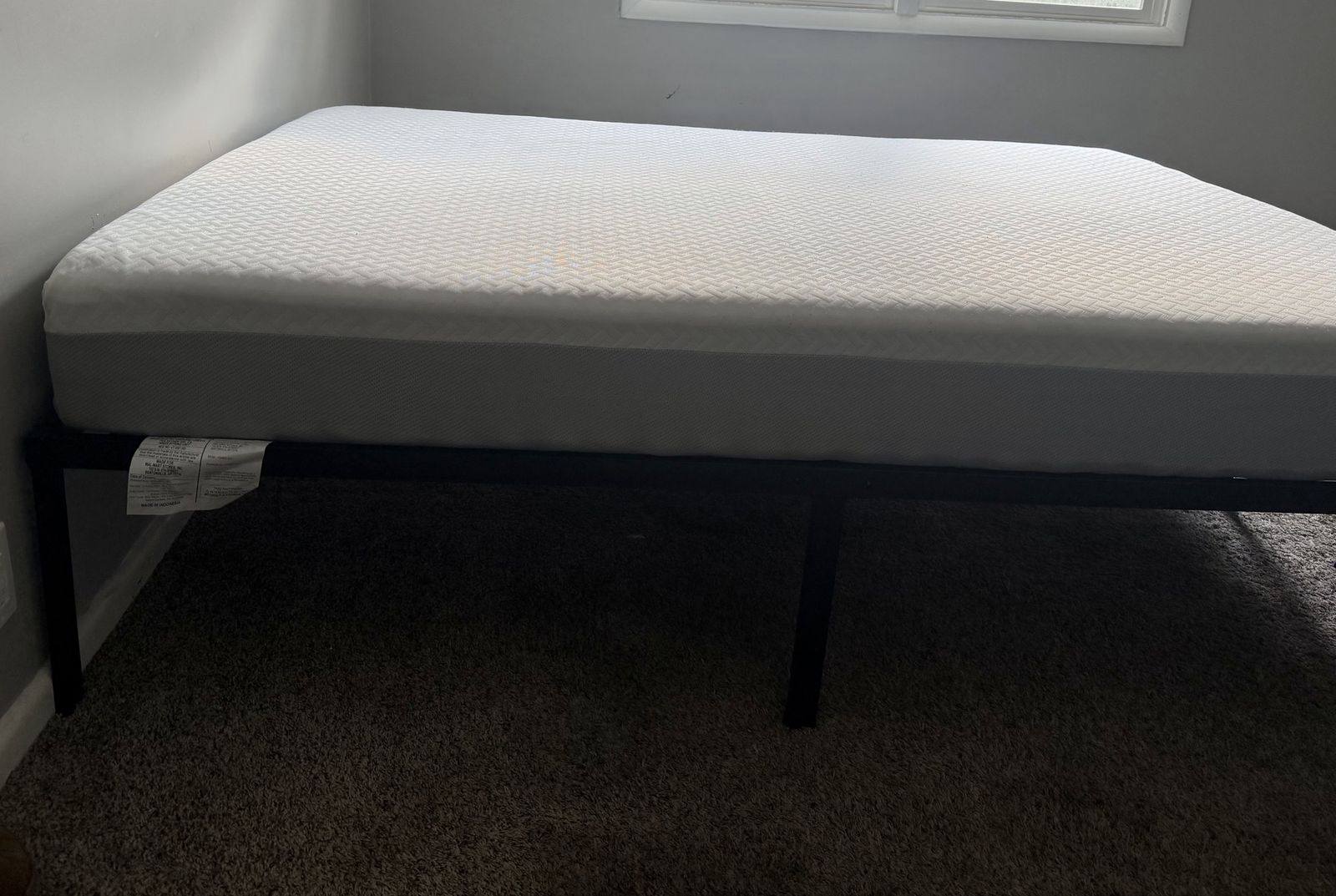 Foam Mattress with Metal Platform Bed Frame