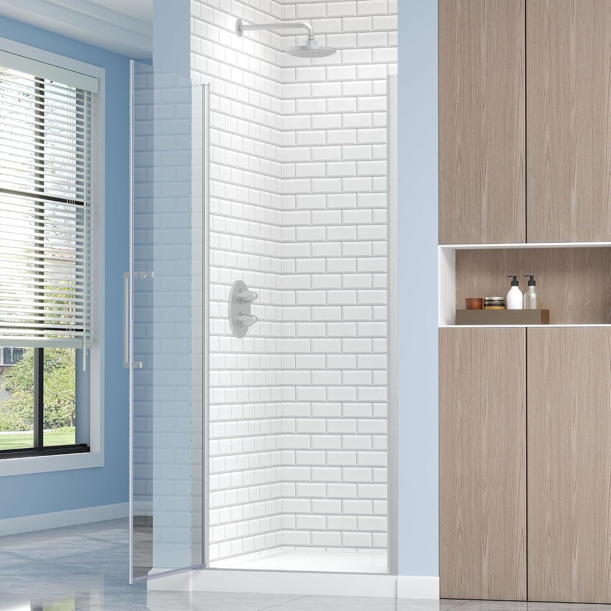 30.8-32" x 72" Brushed Nickel Frameless Pivot Glass Shower Door