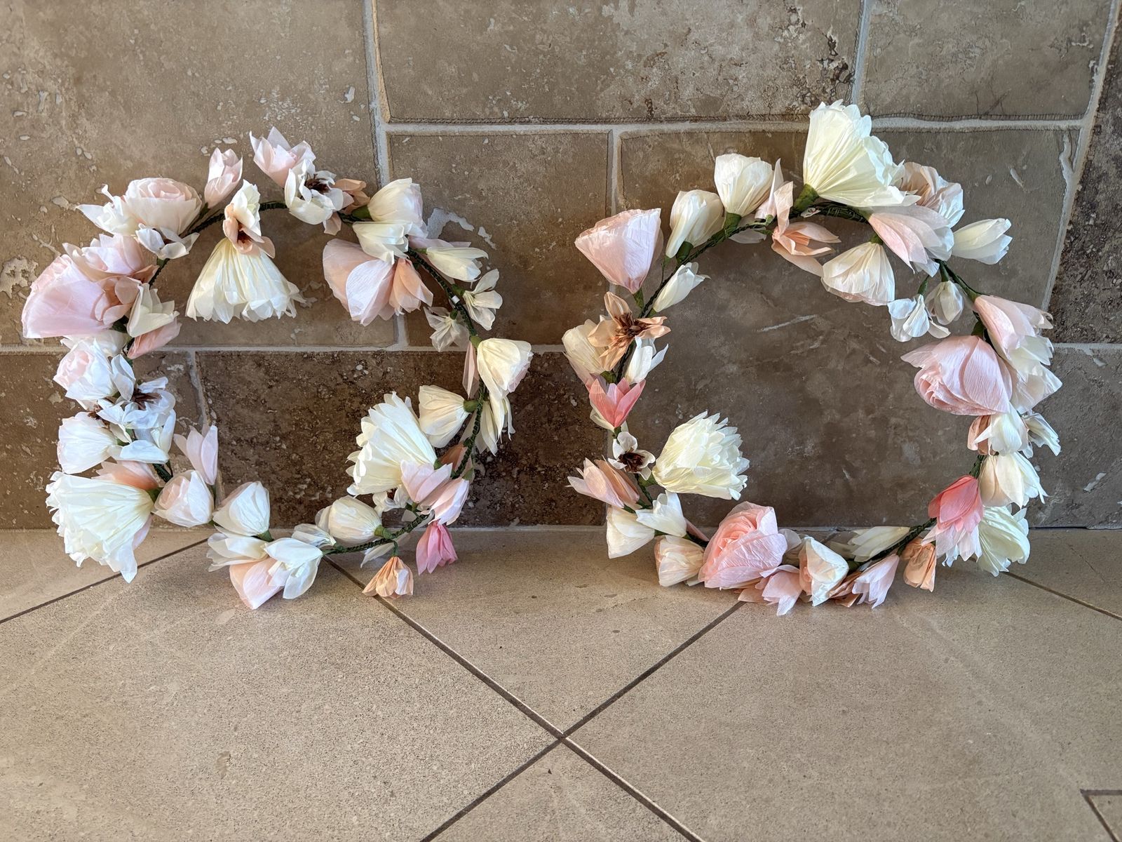 New Wreath w/ Paper Flowers - 2 available 