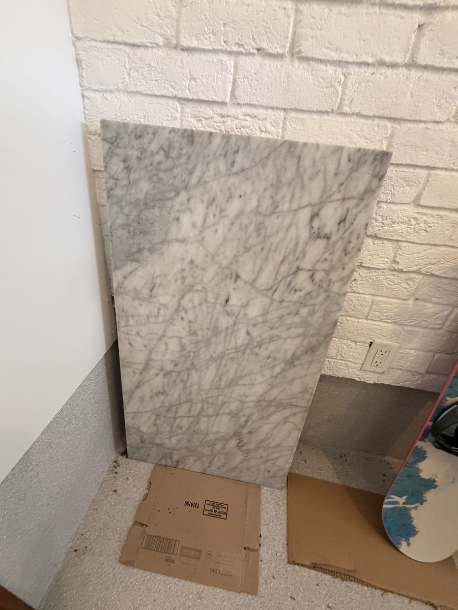 West Elm Grey Coffee Table (Metal Base not shown)