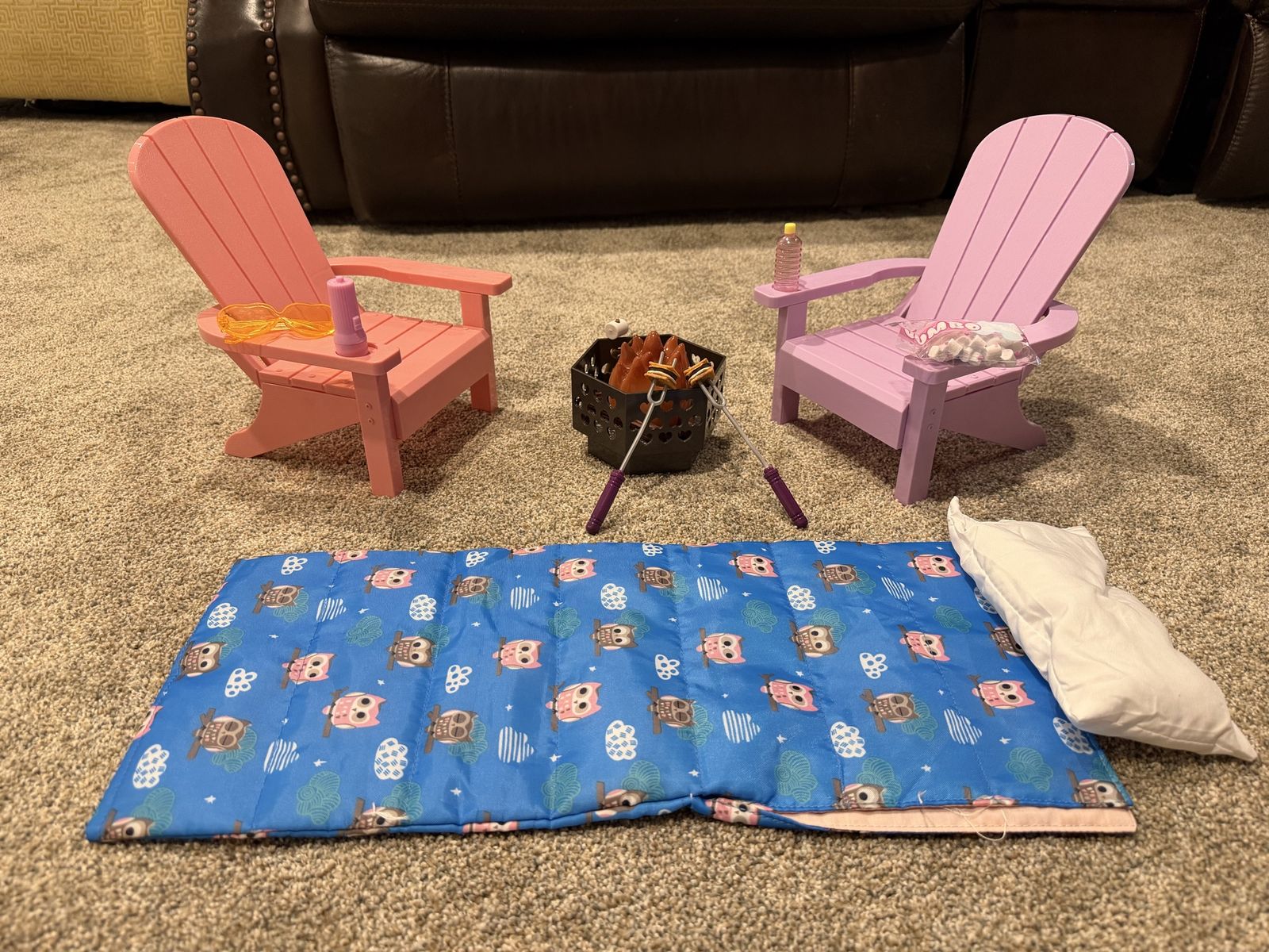 Our Generation Doll Camping Playset with Adirondack Chairs, Fire Pit, & Sleeping Bag