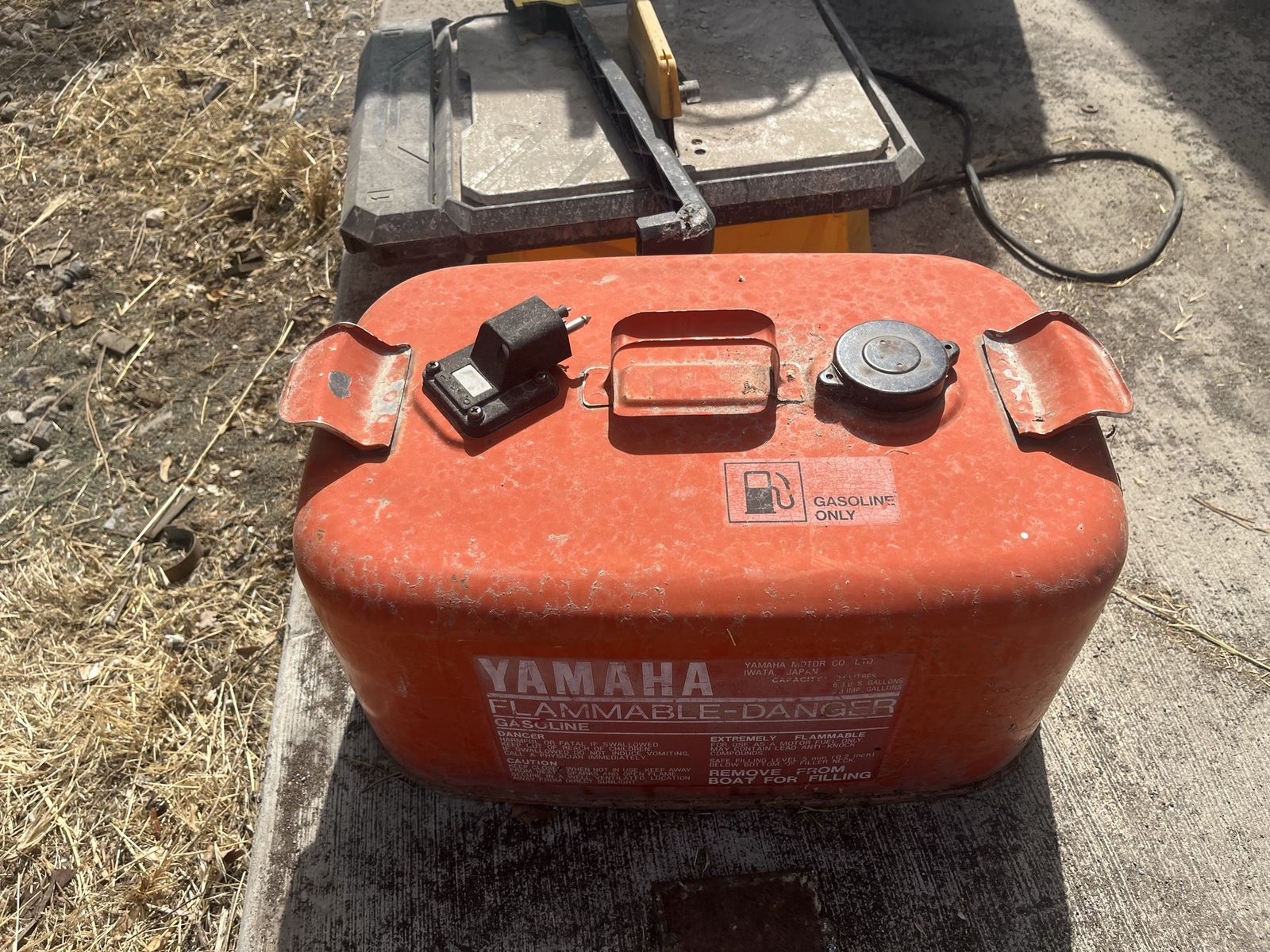 Vintage Yamaha outboard gas can.