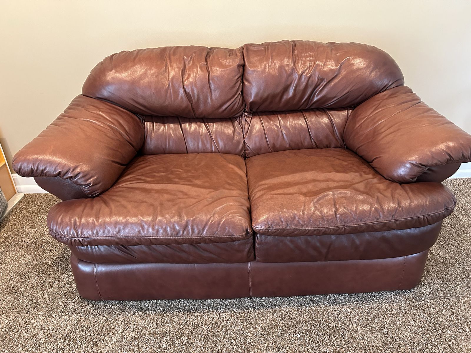Brown Leather Loveseat