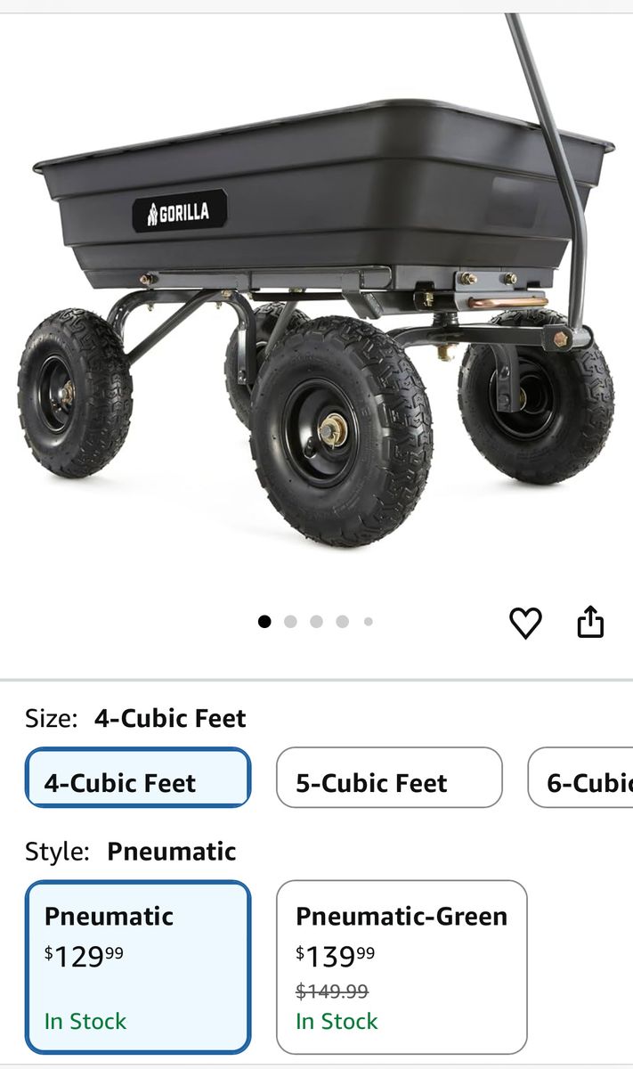 Gorilla Carts 4-Cubic Foot Poly Garden Dump Cart