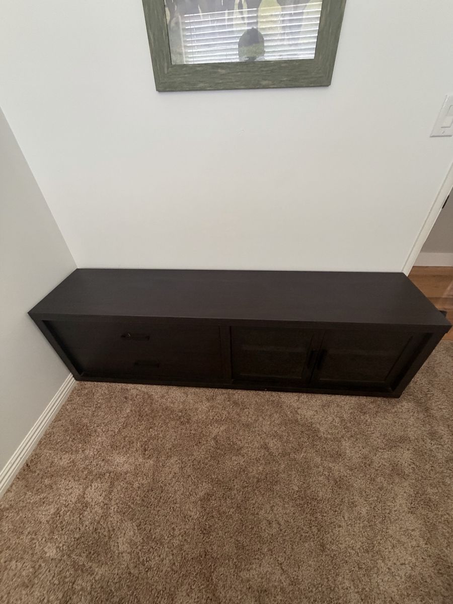 Dark Brown Wood TV Stand Entertainment Center Console