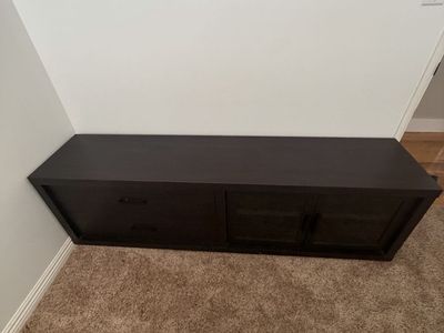 Dark Brown Wood TV Stand Entertainment Center Console