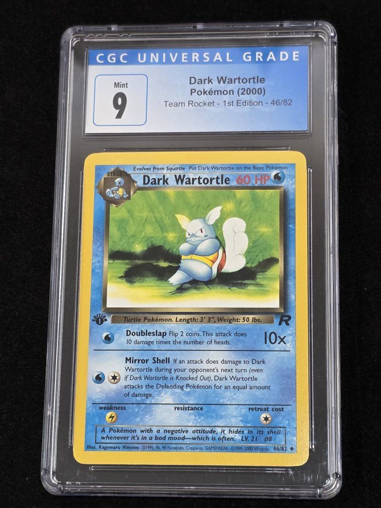 CGC 9 Dark Wartortle 1st Edition Team Rocket #46