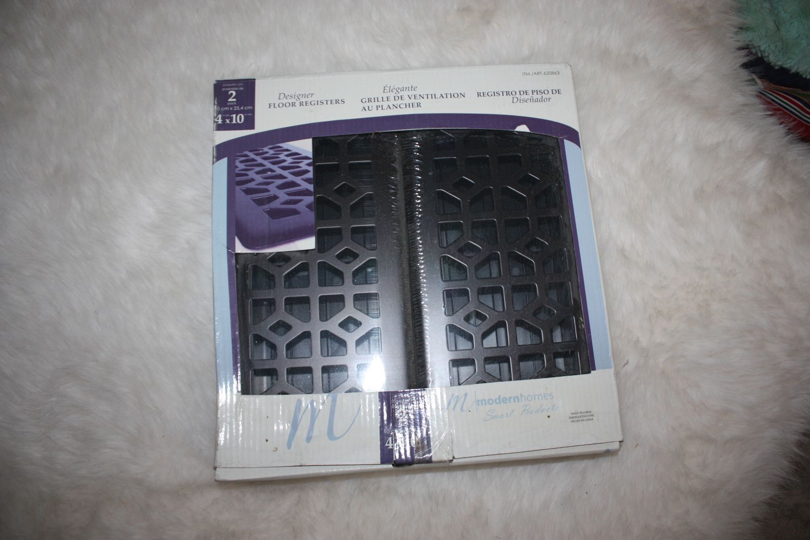 Modern Homes 2-Pack Designer Floor Registers, Dark brown, 4x10 inch 12 total