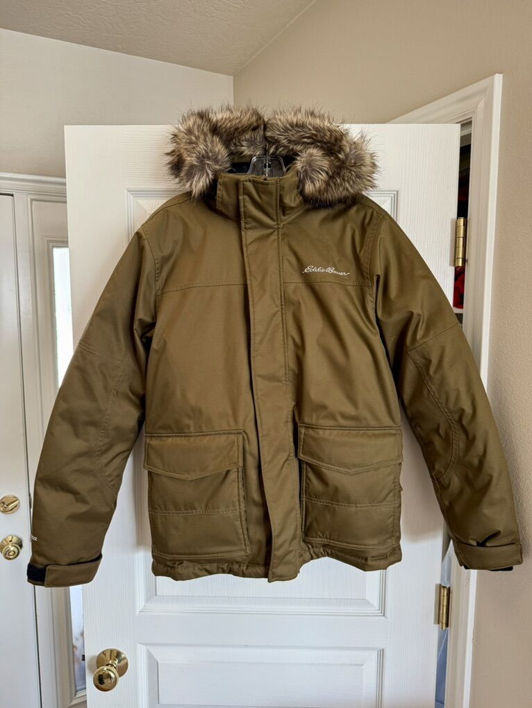 Mens Small Eddie Bauer Hooded Down Parka Coat