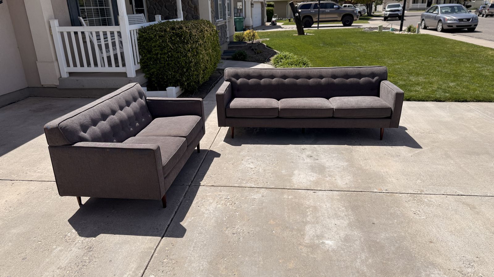 Dark Gray Sofa and Loveseat Set