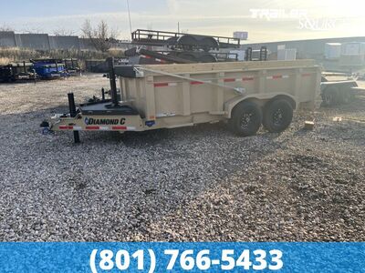 7x14 Diamond C LPT 207 Pacesetter Pkg Dump Trailer - 32" Sides - 15.5K GVWR - Board Brackets, Hydraulic Jack(s), Solar Panel,