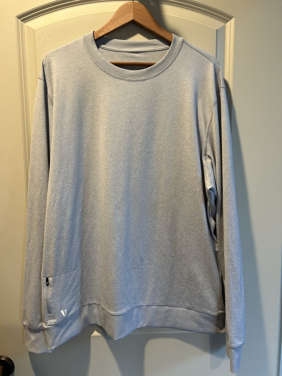 Vuori Men's Ponto Performance Crewneck Sweatshirt - Light Grey, Size XXL