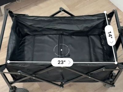 Folding Utility Wagon Cart - Black, Compact & Easy to Store, 23"x14" Interior