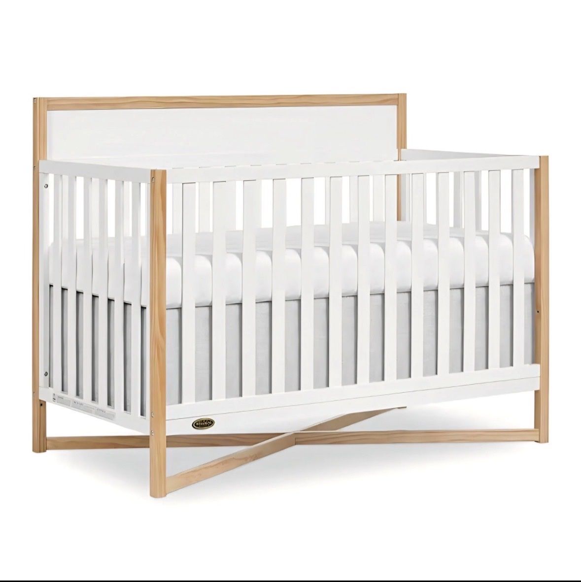 Convertible Full-Size Baby Crib in Vintage White Oak, GreenGuard Gold & BSA