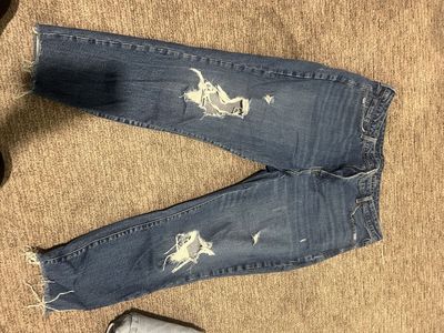 Old Navy Distressed Rockstar Super Skinny Jeans Size 18 Ankle Blue Frayed Hem