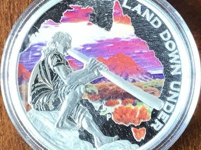 2013 Rare Australia Land Down Under Didgeridoo 1oz Colorized Silver Proof coin