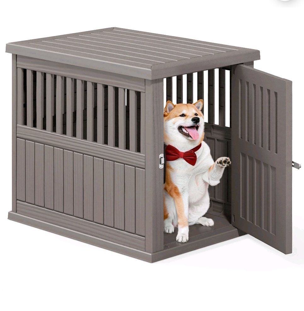 NEW BRAND, GRAY INDOOR & OUTDOOR DOG HOUSE,  WATERPROOF FOR SMALL TO MEDIUM DOGS
