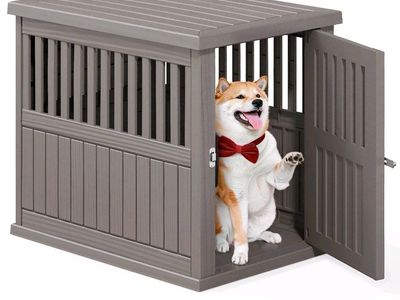 NEW BRAND, GRAY INDOOR & OUTDOOR DOG HOUSE, WATERPROOF FOR SMALL TO MEDIUM DOGS