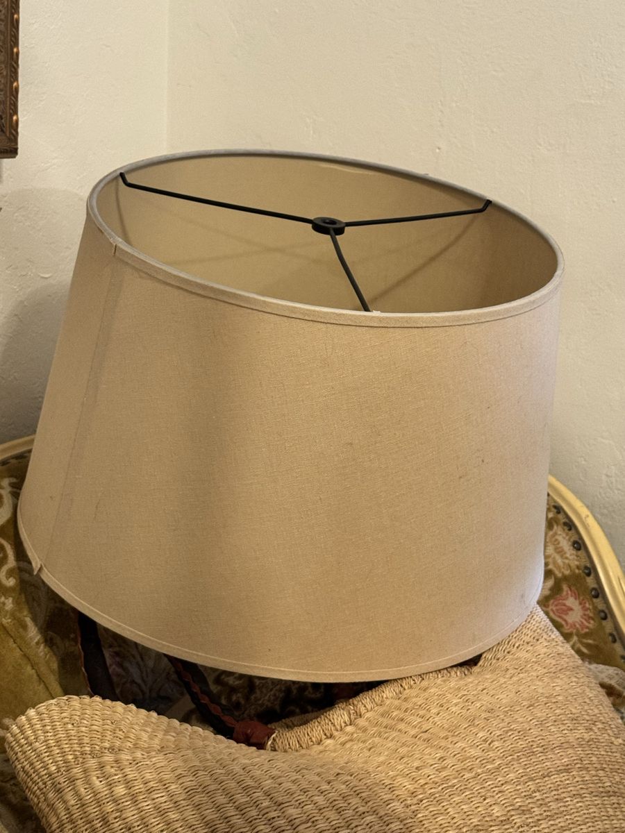 Tan linen Drum Lampshade - Used Lamp Shade for Table or Floor Lamps