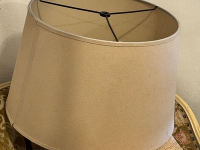 Tan linen Drum Lampshade - Used Lamp Shade for Table or Floor Lamps