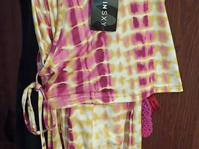 SHEIN SXY Tie Dye Crop Top & Jogger Pants Set - Pink & Yellow, Size Medium, New with Tags