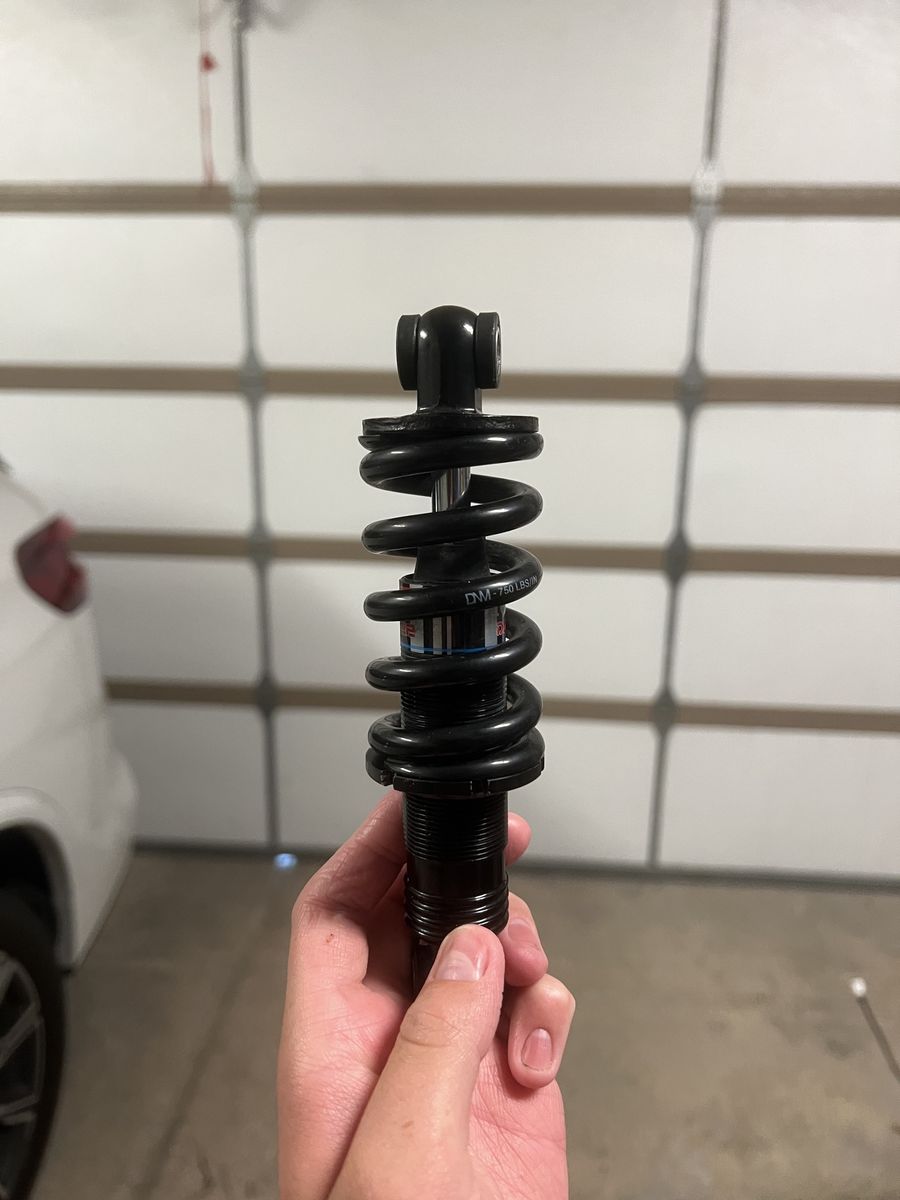 DNM Preload MTB Mountain Bike Rear Suspension Shock Absorber AL 6061 Coil Spring 750 lbs with Extra Bushing - Black 165mm