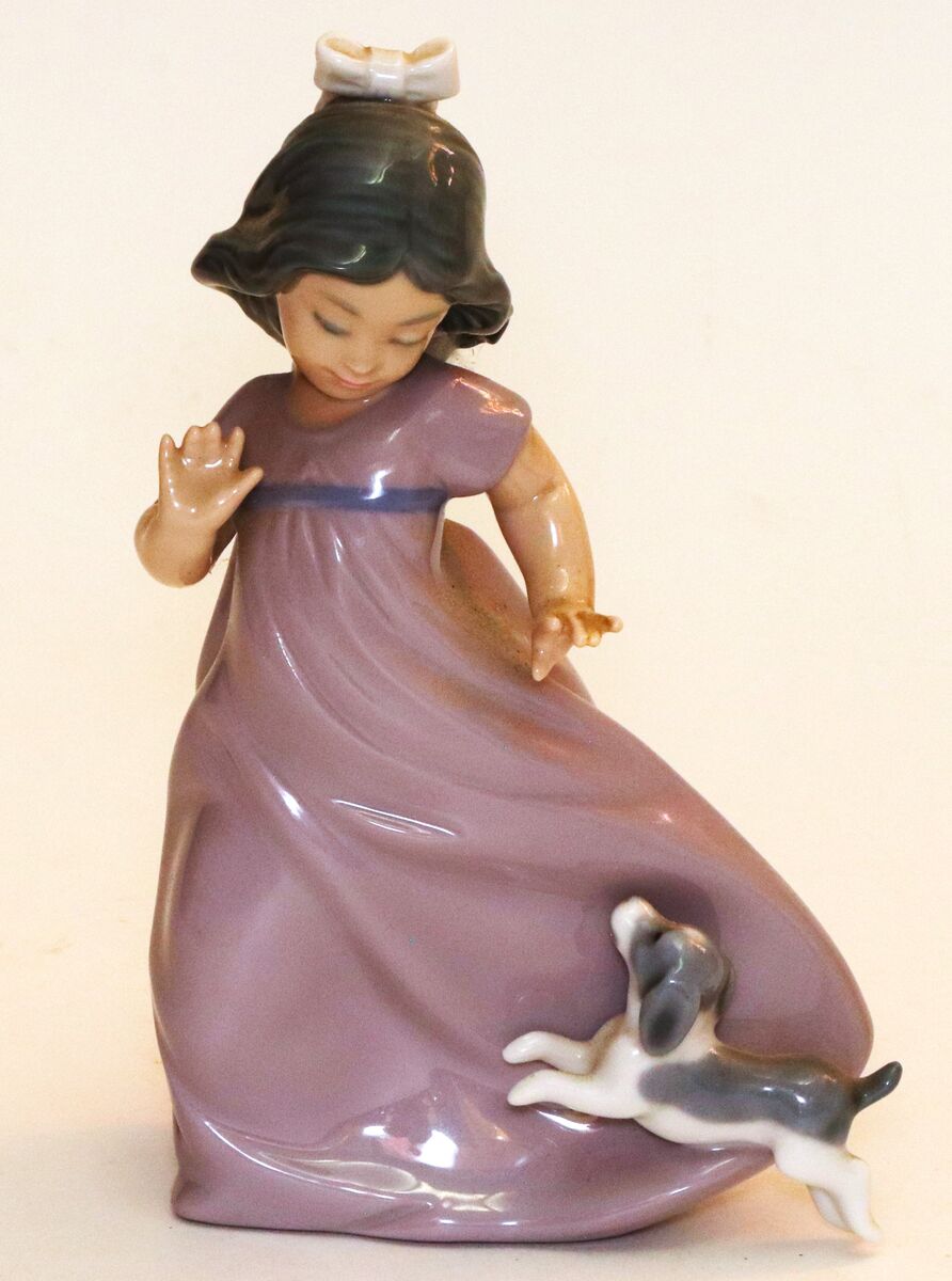 NAO Lladro Daisa Girl Running With Dog