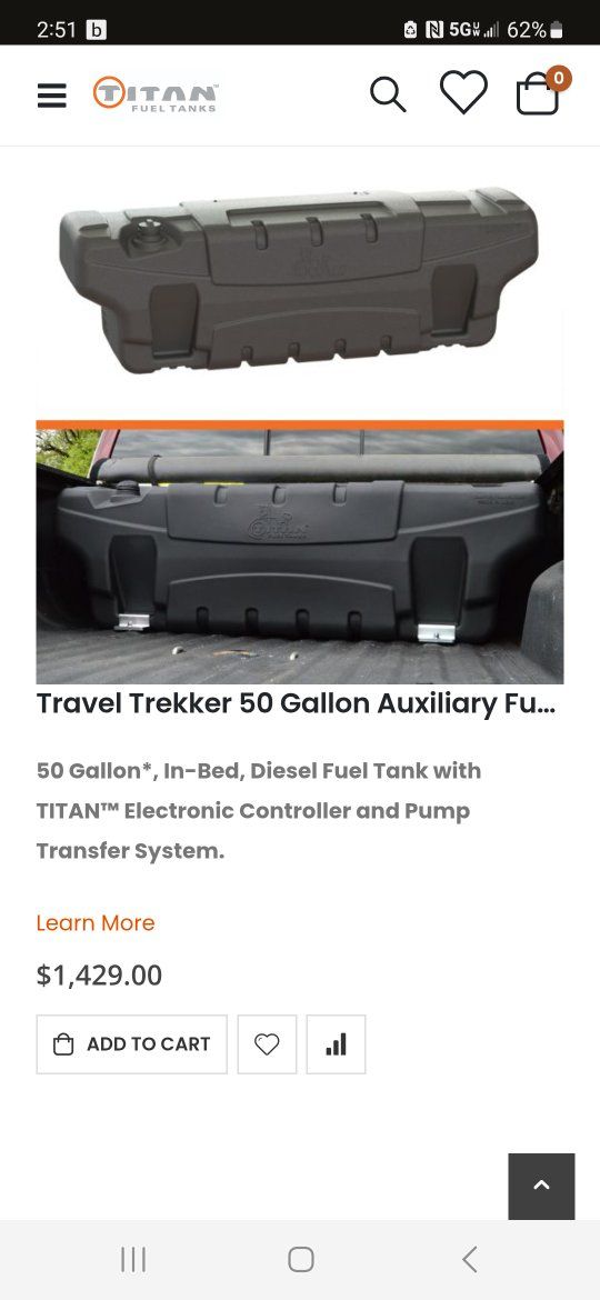 Auxiliary 50 gallon titan fuel tank