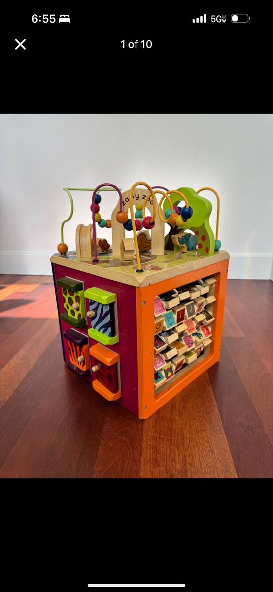 B. Toys Zany Zoo Wooden Activity Cube - Educational Toy with Bead Maze