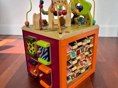 B. Toys Zany Zoo Wooden Activity Cube - Educational Toy with Bead Maze