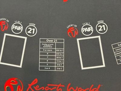 Resorts World at Sea Blackjack Home Casino Table with Wooden Pedestal Base