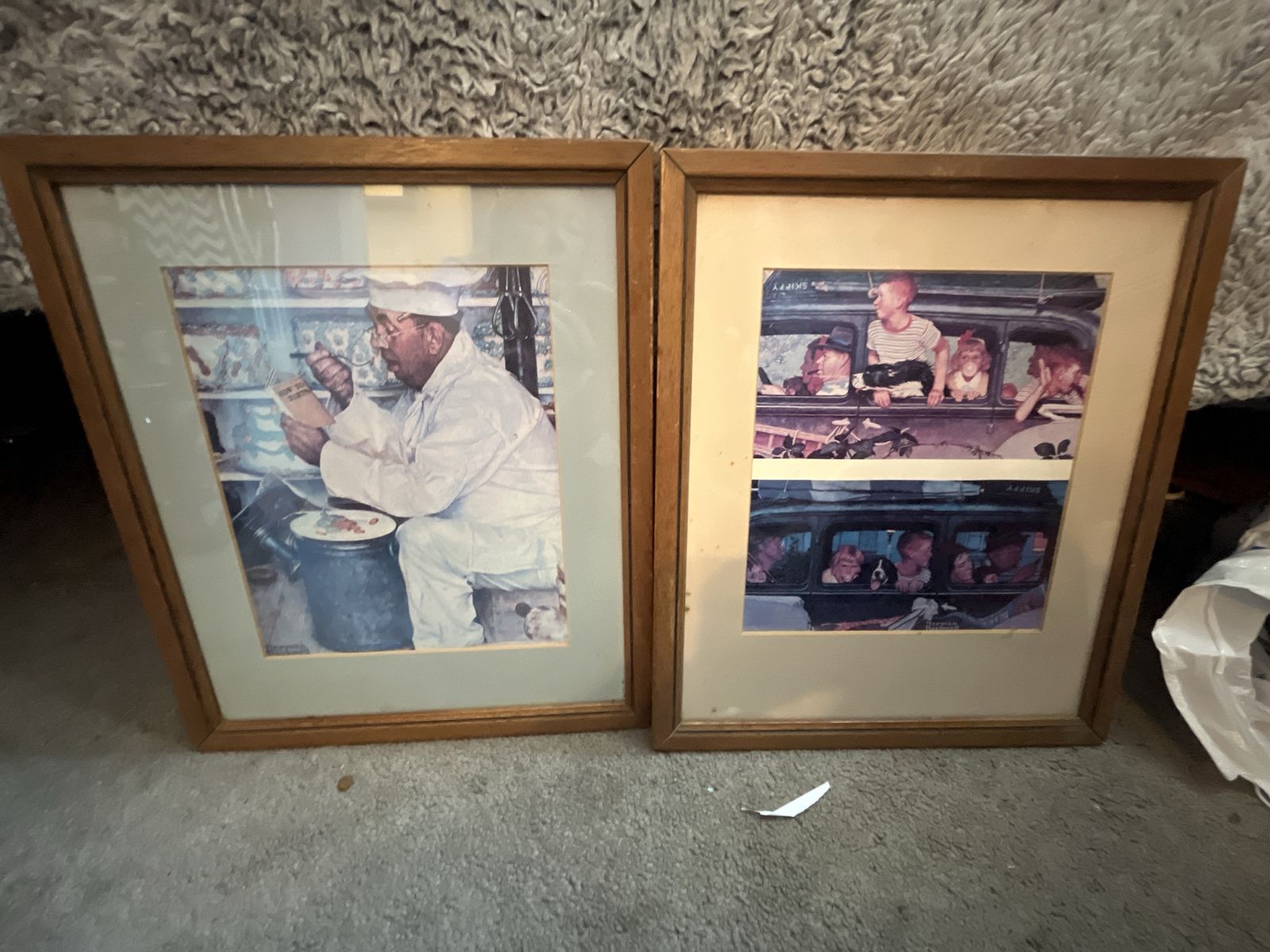 Pair of Framed Norman Rockwell Art Prints in Wooden Frames