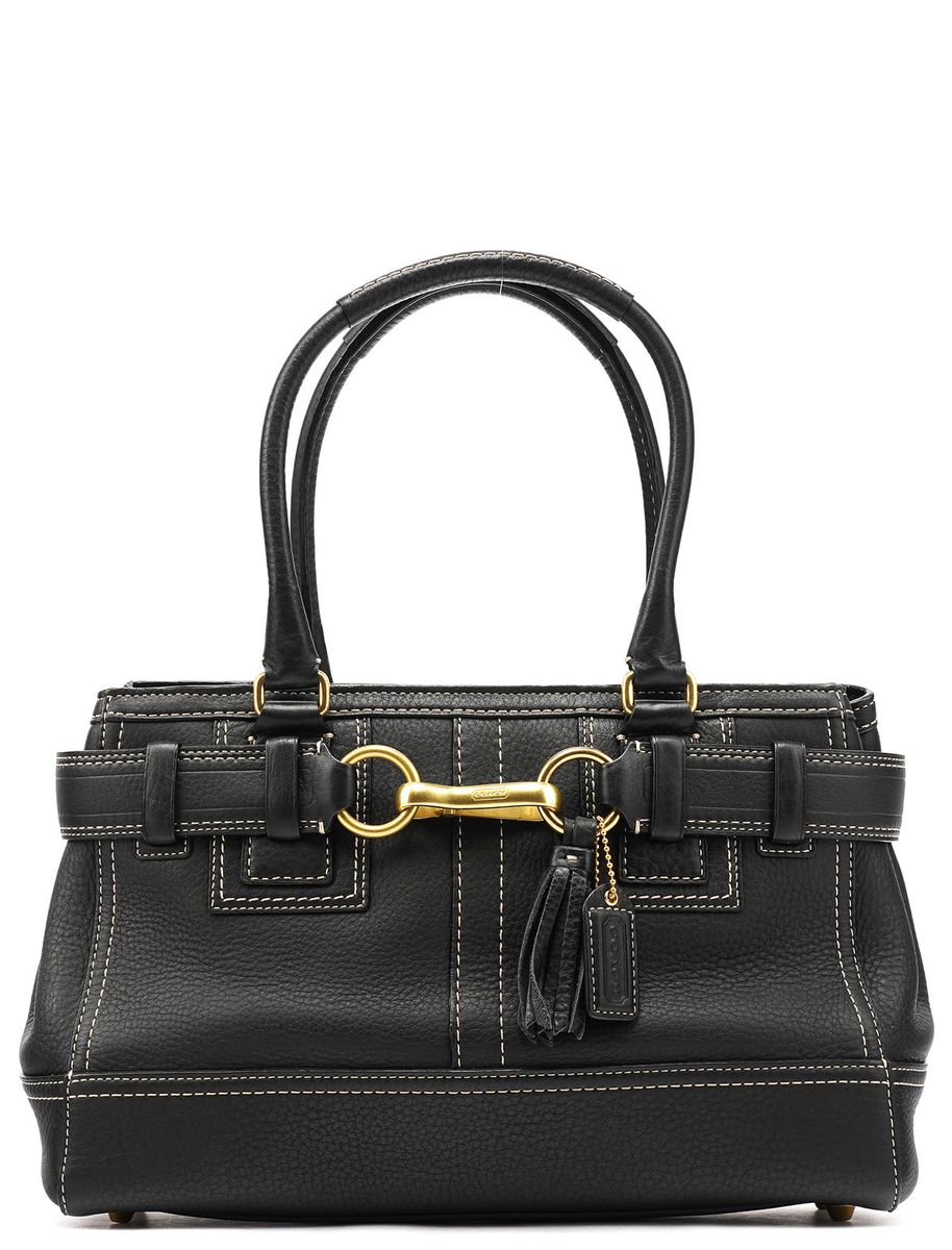 Coach Vintage Black Pebbled Leather Hamptons Tote Bag