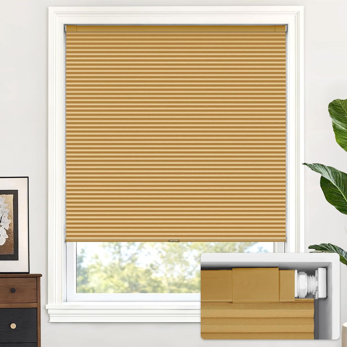New 30'' W x 64'' H LazBlinds Cordless Cellular Shades, No Tools No Drill Blackout