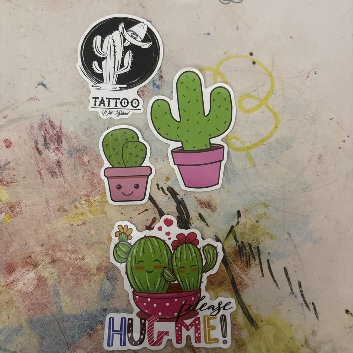 Fun Cactus Sticker Set - "Tattoo Old School" & Cute Potted Designs