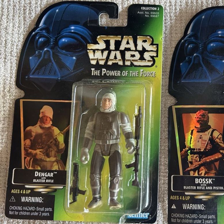 Star Wars The Power of the Force Dengar with Blaster Pistol and Rifle Action Figure Green Card Kenner 1997 NIB