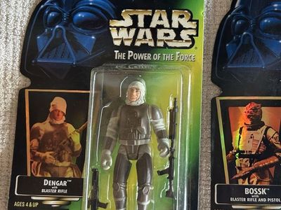Star Wars The Power of the Force Dengar with Blaster Pistol and Rifle Action Figure Green Card Kenner 1997 NIB