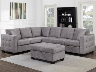 Thomasville Fabric Sectional with ottoman. 100% Polyester fabric