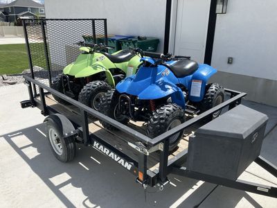 Two 2000 Eton TXL-90 ATVs w/ Karavan Trailer