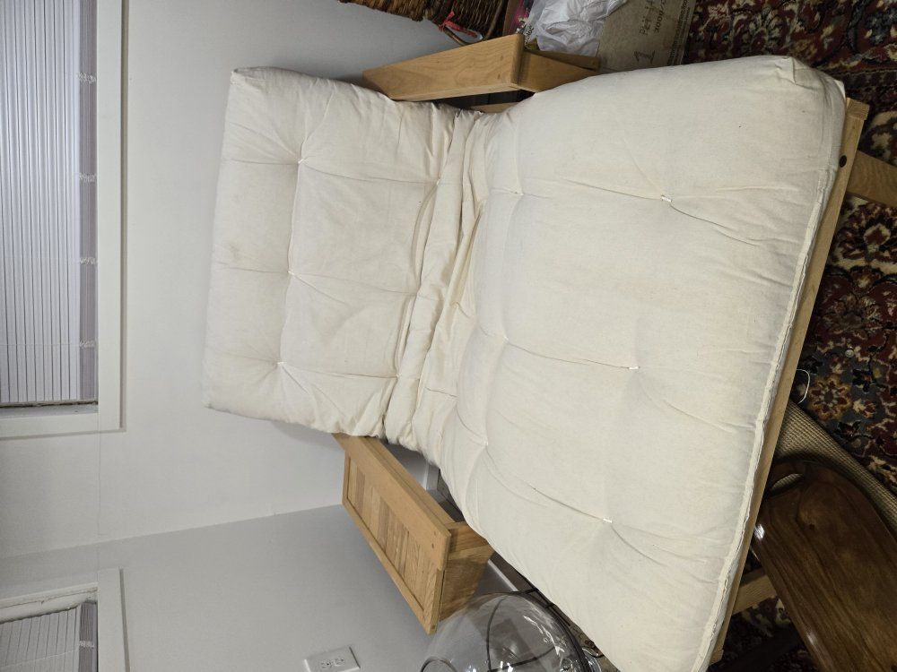 Delivery free futon wood frame flip up arm rests