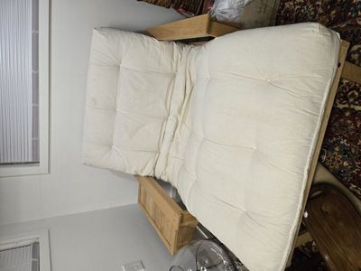 Delivery free futon wood frame flip up arm rests