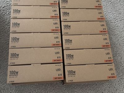 Bulk Lot: 12x 4-Pack LED A19 Soft White 100W Equivalent Light Bulbs (48 Bulbs Total)